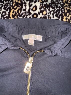 MICHAEL Michael Kors Black Button-Down Shirt with Gold Zipper